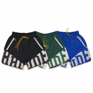 RHUDE Shorts masculinos respiráveis de praia de alta qualidade Hip-hop street feminino casual malha trilha respirável shorts grandes com cordão na cintura Shorts Rhude tamanho americano S-XL