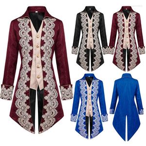 Men's Trench Coats Women Men Steampunk Victorian Medieval Coat Tuxedo Halloween Cosplay Costume Tailcoat Gothic Punk Frock Outfit Overcoat