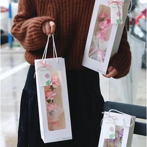 Gift Wrap 5pcs Single Sided Transparent Showcase Style Flower Handbag Festival Packaging Box