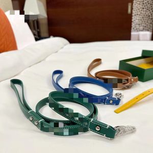 Designer Dog Collar and Leash Set Classic Plaid Pattern Soft Comfort Real Genuine Leather spike Pet Collars Modern Designer Look for Small Medium Large Pets Green