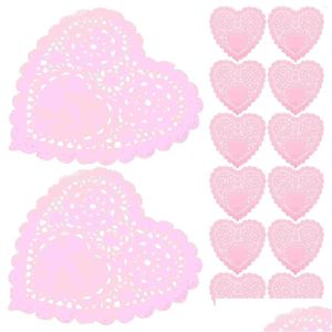 Bakning bakverk verktyg bakning verktyg 100 st papper doilies hjärtformade placemats valentine droppleverans hem trädgård kök, matsal dhtu3