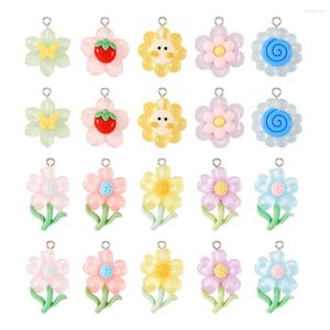 Pendant Necklaces Resin & Acrylic Pendants Flower Charms Cute Colorful Dangle With Iron Loops For Jewelry Making DIY Bracelet Earring Craft