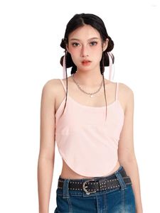 Women's Tanks Women Y2k Lace Trim Tank Top Sleeveless Bow Front Slim Fit Crop Tops Spaghetti Strap Camisole Coquette Cami Vest