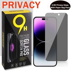 2.5D Privacy Tempered Glass Protector für iPhone 15 14 13 12 Mini 11 Pro XR XS X MAX 6 7 8 Plus für Samsung Galaxy A15 A25 A35 A55 A05 A05S Telefonbildschirm Anti-Peep Anti-Spionage