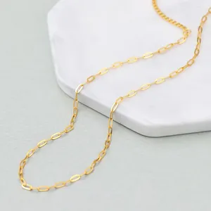 Chains 18K Pure Gold Women's Necklace Trendy Yellow Lady Unisex Female's Italian Curb Chain Diamond-Jewelry Cable Link 18inchL