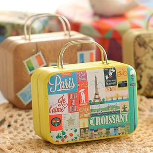 Gift Wrap Vintage Metal Storage Box Wedding Party Candy Retro Suitcase Handbag Small Rectangular Candy Chocolate Container1309j