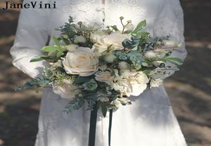 JaneVini Vintage-Hochzeitssträuße, böhmische Gartenblumen, künstliche Braut-Seidenrosen, Outdoor-Bräute mit Blumenstrauß, Ramo Flores 4478942
