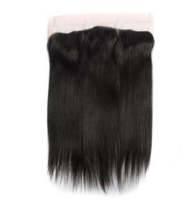 Malaysiska obearbetade mänskliga hår rakt 13x4 Spets frontala del Remy Virgin Hair 13x4 Stängningar Natural Color74835681821607