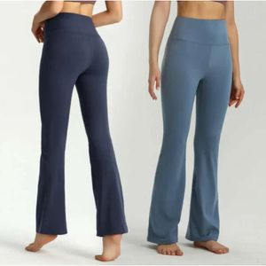 Lu Women S Yoga Pants Flared Groove محاذاة ألوان صلبة ألوان عارية تشكيل عالية الخصر الضيق اللياقة الضيقة