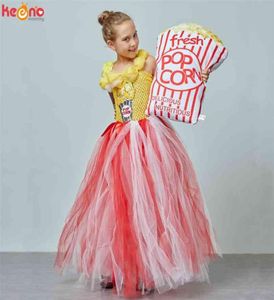 Circus Popcorn Girl Tutu Dress Carnival Birthday Party Wedding Flower Sequin Ball Gown Costume Kids Pop Corn Food Tulle Dress 21044513610