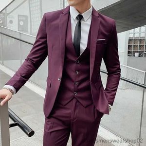 Mäns kostymer blazrar s-5xl (blazer + väst + byxor) herrar gentleman mode affärssammanträder