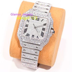 Hip Hop Jewelry Custom Sterling Sier Iced Out VVS Moissanite Diamond Mechanical Watches for Men