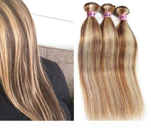 Nami Brown and Blonde Highlight Color Ombre Human Hair Bunds med stängning Frontal Piano Color 8 613 Straight Body Wave Hair Exte3735040