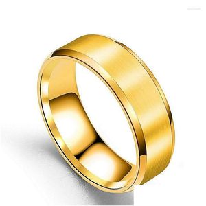 Bröllopsringar punk rostfritt stål ring för män dubbel avfasade matt mode mens borstade titan svart guld droppleverans smycken dhbqx