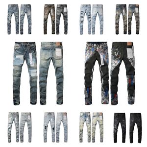 Mens Designer Black Purple Brand Jeans Boy High Street Hole Star Patch Mens Womens Amirs Star Plant Plants Stretch Slim Fit Pants