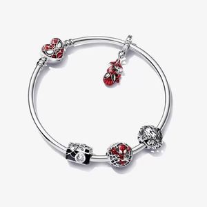 High Polish Bangle 100% 925 Sterling Silver Spider Pendant charm Bracelet Fashion Wedding Jewelry Set Making for Women Gifts214a