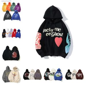 Tasarımcı Lucky Me Görüyorum Hayalet Hoodie Mens T-Shirt Sonbahar/Kış Pamuk Kalın Uzun Kollu Sweatshirt Hip Hop Street Jumper