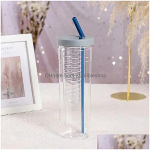 Water Bottles Portable Cups Folding Large Girl Capacity Transparent For Juice Filter St Bottle Cute Drinking Drop Delivery Home Gard Dhohv