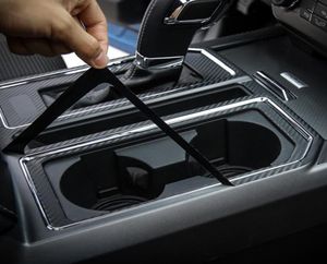Держатель чашки передач из углеродного волокна, декоративные наклейки, подходят черные аксессуары для салона автомобиля для Ford F150 201520168417399