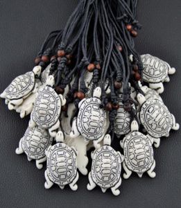 Smycken hel 12pcslot män kvinnor039s yak ben snidade härliga vita havssköldpaddor charms hängen halsband gåvor mn3306183837