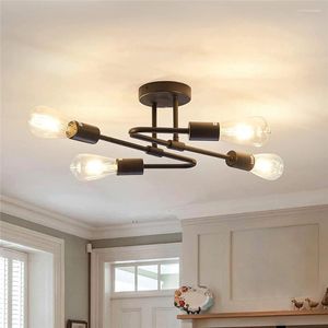 Chandeliers Iron Art American Ceiling Lamp Vintage Metal Chandelier Lighting Black 4 Sockets For Living Room Bedroom Kitchen Lights