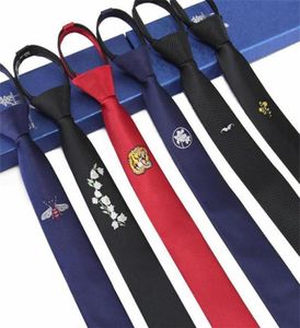 Herren-Krawatten, Lazy-Krawatte, Reißverschluss, schmal, schwarz, Herren-Krawatte, florale Krawatten, 5 cm, bereit, Schleife, Designer-Mode, 2 Stück, 3784386