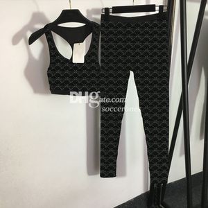 Luxury Letter Printed Tracksuits Trendy Yoga Set Summer Gym Yoga Outfits Vintage Tracksuit Sexy Sleeveless Cropped Jumpsuit