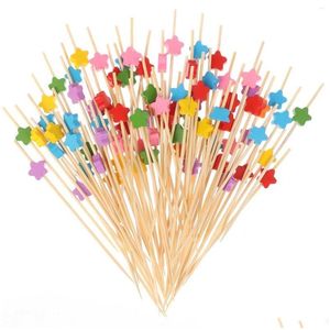 Forks 100Pc Fork Creative Heart Dessert Salad Stick Cocktail Skewer For Wedding Decor Bamboo Pick Buffet Cupcake Fruit Party Drop De Dh9Qw