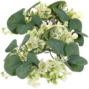 Decorative Flowers 2 Pcs Spring Candlestick Garland The Christmas Artificial Wreath Silk Flower Leaf Rings