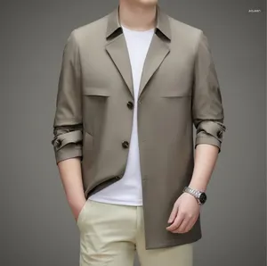 Men's Trench Coats Spring Fall Clothing Coat Lapel Single Breasted Straight Business Casual Youth Style Jacket Men