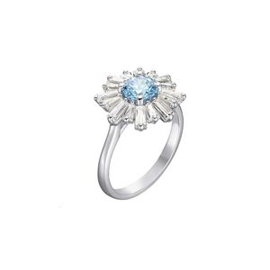 Swarovskis Rings Designer Women Original Quality Band Rings Blue Sunflower Ring Female Element Crystal Daisy Ring Female