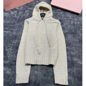 Dapu Hoodie Damskie bluzy z kapturem wełna wełna sweter dzianin elastyczne krótkie skoczki cekin brokat jesień i zimowe topy mody