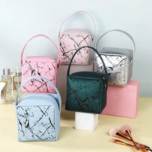 Cosmetic Bags PU Leather Women's Make-up Bag Fashion Square Travel Portable Storage Wash Large Capacity Ladies Case