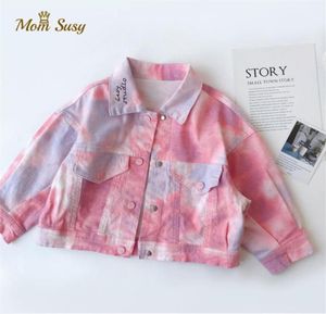 Baby Boys Girls Denim Jacket Embroidery Tie Dye Toddler Kid Jean Coat Button Baby Outwear Spring Autumn Chaqueta kläder 110y Y203477838