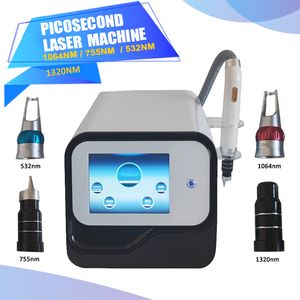 Rimozione non invasiva del tatuaggio Macchina laser a picosecondi Nd Yag Laser Rimozione della pigmentazione del tatuaggio Pico Second 1064 755 532 1320nm Trattamento bambola nera