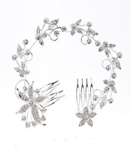 2019 New Arrival Hairpins Feis Whole Long Style Crystal Diamond Flower And Leaf Bride Hair Decoration Wedding Accesso2119130