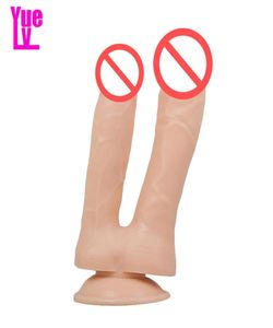 Yuelv Small Double Headed Dildo Sex Toys Anal Penis Vaginal Dildos with Suction Cup女性マスターベーションAdult Sex Products for WOM3966568