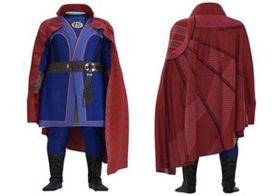 Delux Adult Kids Doctor Strange Come Dr Cosplay Blue Heavy Jumpsuit and Red Cloak Full Set For Halloween L2207143047614