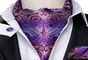 Fast Ascot Men039s Classic Purple Paisley Cravat Vintage Ascot Chusteerchief Cuffflinks Cravat Set na męskie ślub Par3886032