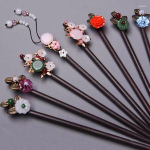 Grampos de cabelo de madeira Hairpin Pan Headdress estilo puxar acessórios para meninas