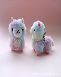 Colorful Alpaca Keychains Mud Horse Key Chain Soft Doll Stuffed Plush Animal Toy bag pendant toys keyring for kids17122851