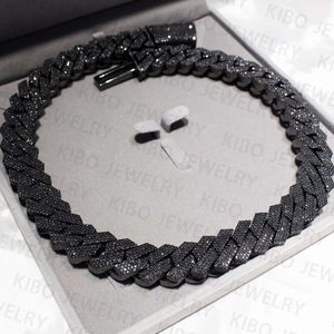 Hip Hop Rapçi Mossanite Kolye Takı VVS 925 STERLING Gümüş 20mm Siyah Elmas Moissanite Küba Bağlantı Zinciri