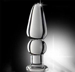 110x30mm Pyrex Glass Butt Plug Anal Dildo Crystal Anus Bead Fake Penis Female Masturbation Male Adult Sex Toy for Gay6745568