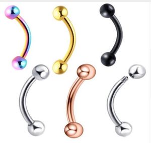 16 gauge rostfritt stål ögonbrynsringar Anodiserade läppstänger nässtänger Lage Tragus skivstång Body Piercing Jewelry2246509