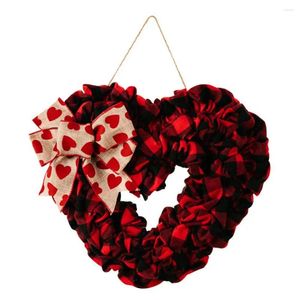 Decorative Flowers Valentine Day Door Decoration Garland Romantic Heart Shaped Wreaths For Valentine's Home Decor Love Front