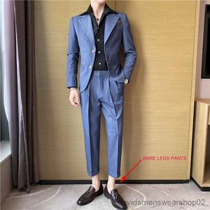 Men's Suits Blazers ( Jacket + Pants ) Spring and Summer New Boutique Fashion Mens Formal Business Suit 2-piece Set Groom Wedding Dress Party Suit