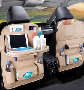 Car Back Seat Organizer Storage Bag with Foldable Table Tray Tablet Holder Tissue Box Auto Back Seat Bag Protector Accessories8740019