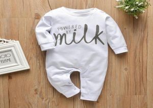 Baby Boys Girls Letter Milk Romper Cotton Long Sleeve Phemsuit Newborn Baby Clothes Infant Clothing Pajamas 20110561785728473323