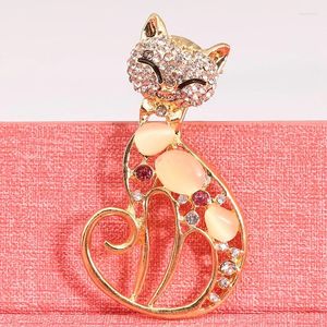 Broscher vintage katt brosch pin corsage antik imitation opaler djur för kvinnor små