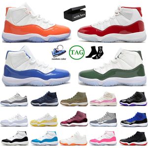 Mens Jumpman 11 con scatola Cherry 11s scarpe da basket XI 25th Anniversary Cool Grey White Bred Concord Space Jam Retros Pink Designer Women Sneakers